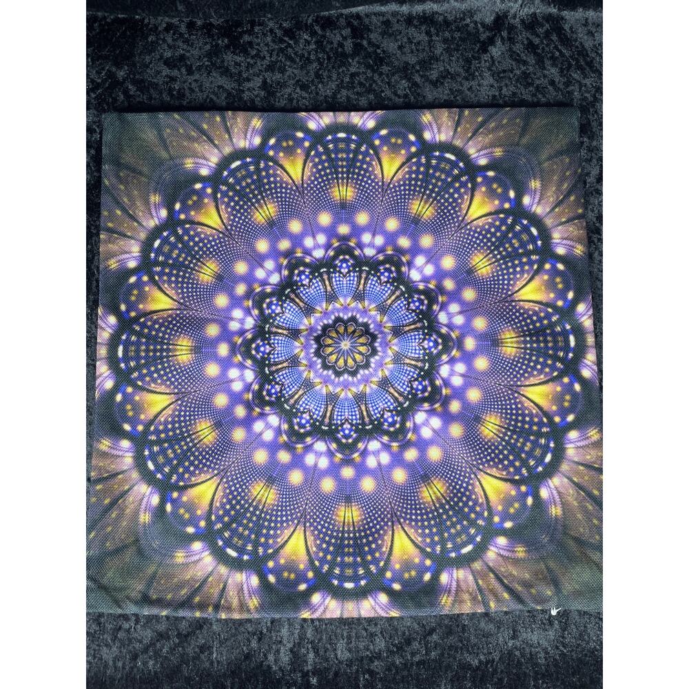 Purple Canvas Mandala Flower Sacred Geometry Vintage Throw Pillow Cover